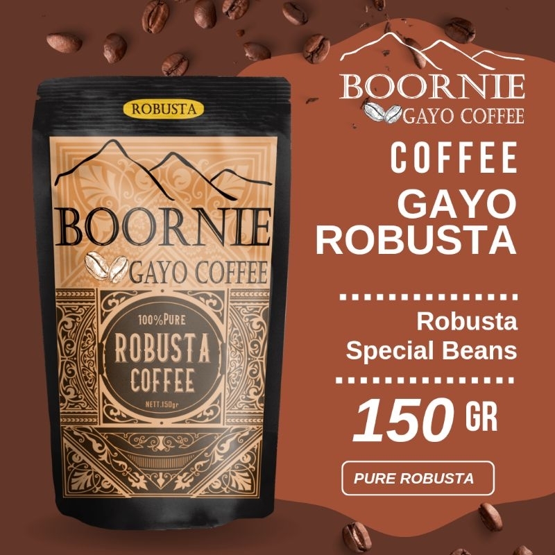 

Kopi Gayo Premium Robusta 150g Pure Robusta Coffee, Kopi Tubruk, V60, Manual Brewing Coffee Umah Kopi Gayo