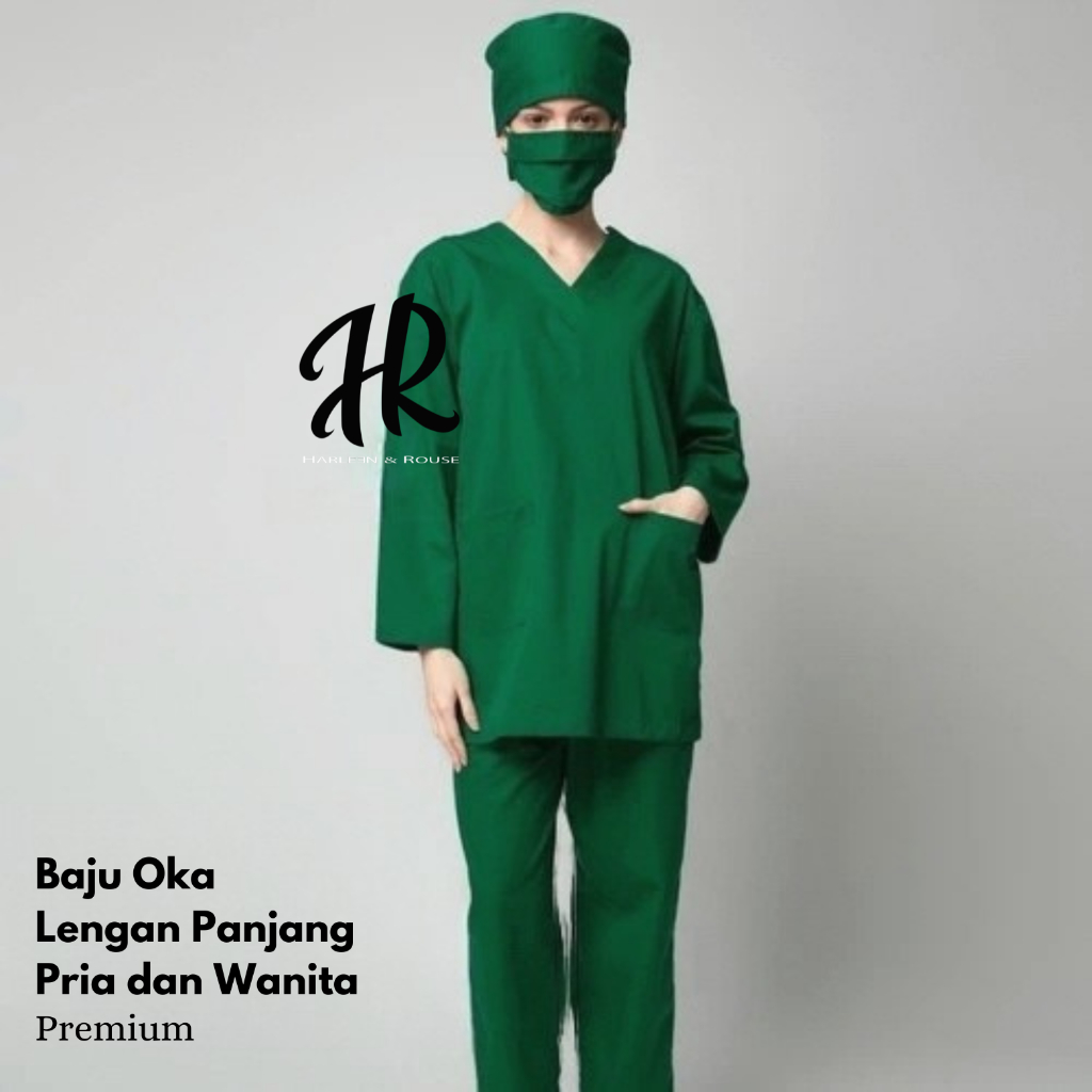 Baju OKA American Drill Premium / Baju Jaga / Scrub Medis Lengan Panjang