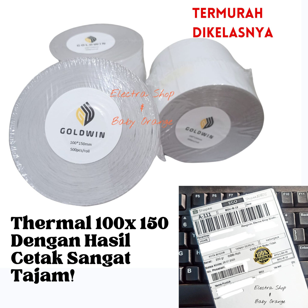 

Kertas Label Thermal Resi Barcode Roll A6 100x150mm isi 500 Pcs Print