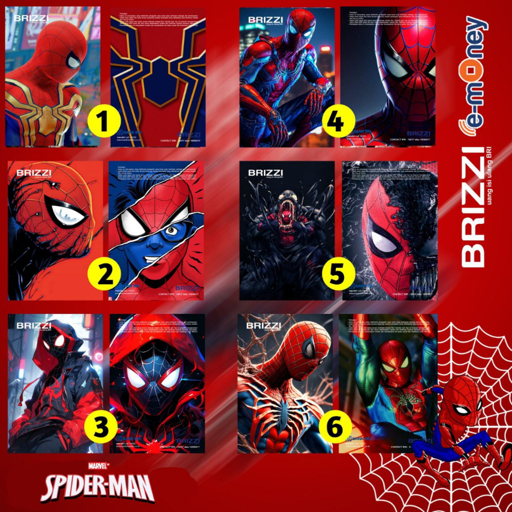 BRI Brizzi Custom / Mandiri Etoll E-toll Emoney E-money custom SPIDERMAN / SPIDEY / MARVEL  , 2sisi,