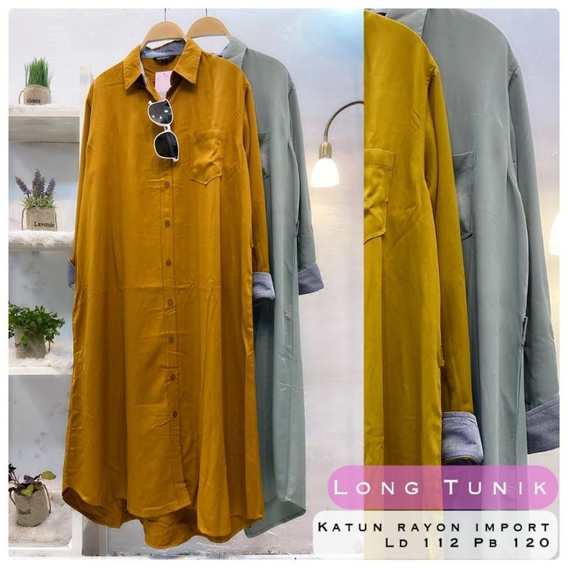 LONG TUNIK AKLEEMA TWILL RAYON IMPORT // TUNIK POLOS BY NURAMA