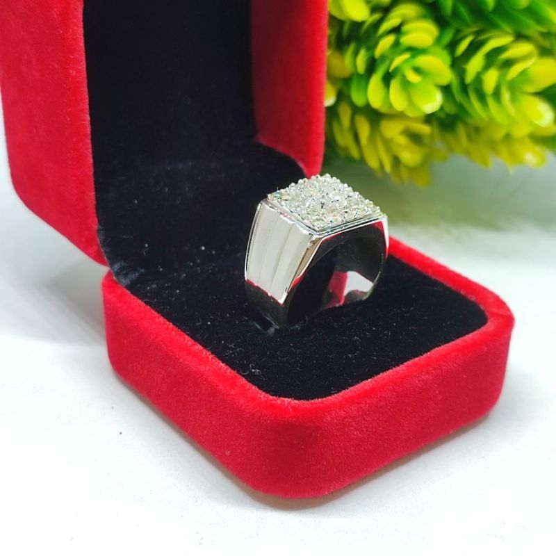 cincin pria perak berlian eropa asli