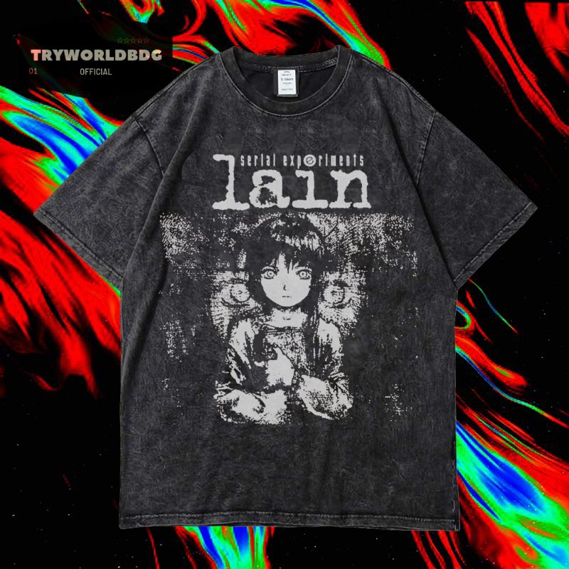 TRYWORLDBDG OFFICIAL "SERIAL EXPERIMENTS Lain" KAOS OVERSIZED | KAOS WASHED | STONE WASH | OVERSIZED