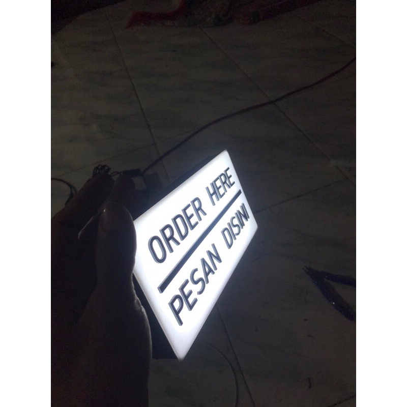 

Sign Order Here / Label Pesan Disini dengan LED / Akrilik sign