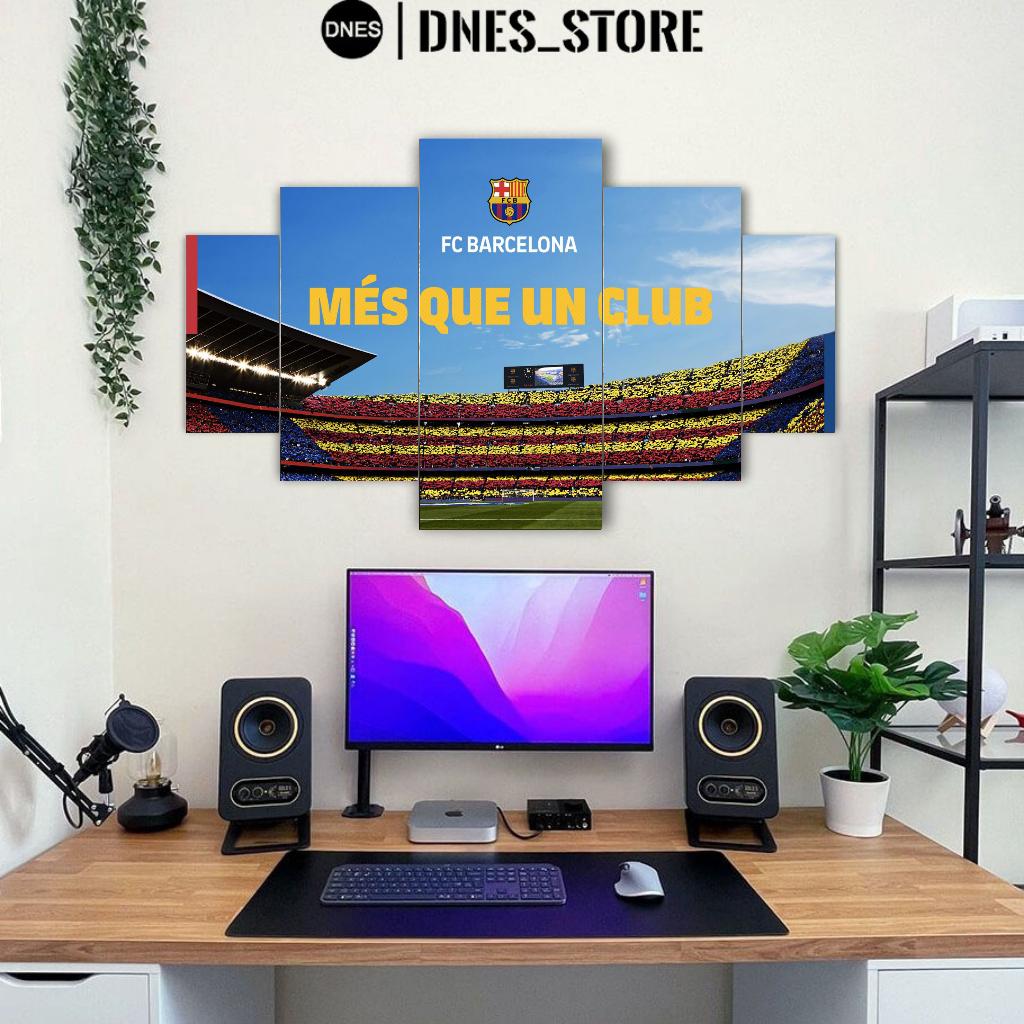Dnes Store Wall Decor Barcelona Fc 1 Set Hiasan Dinding Poster Kayu Pajangan Kamar Aestentic 5Pcs