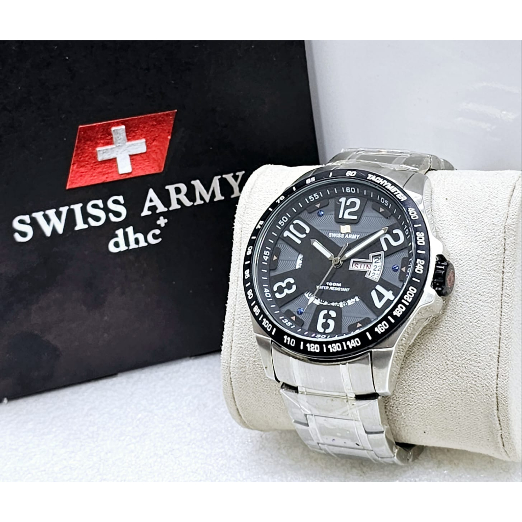 Jam Tangan Pria Swiss Rantai Original Army 1155 Hari Taggal Aktif Terbaru / Jam Tangan Analog Pria T