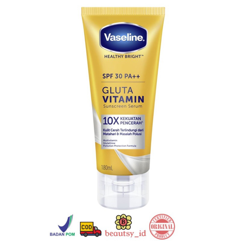 Vaseline Healthy Bright SPF30 PA++ Gluta Vitamin Serum 180ml Sunscreen Sunblock Lotion Badan Origina
