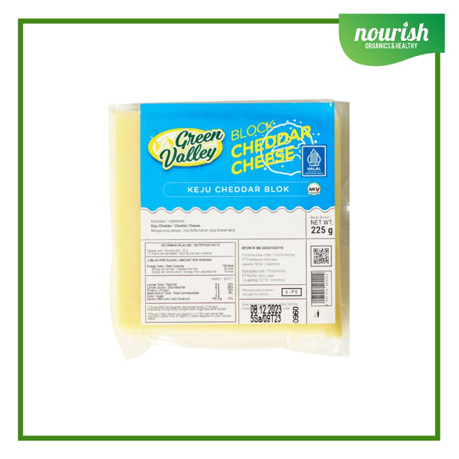 

Green Valley - BLOCK Cheddar Cheese HALAL/ REAL CHEDDAR 225g