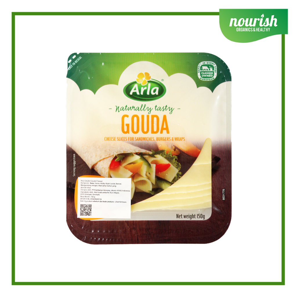 

Arla Naturally Tasty GOUDA Cheese Slices / Keju Slice , Halal 150gr