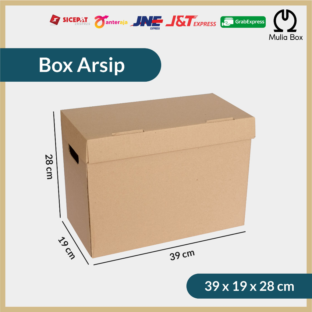 

Kardus Arsip File Handle Box 39 x 19 x 28 cm Corrugated Die Cut Karton Sedang Dokumen Kertas Folder