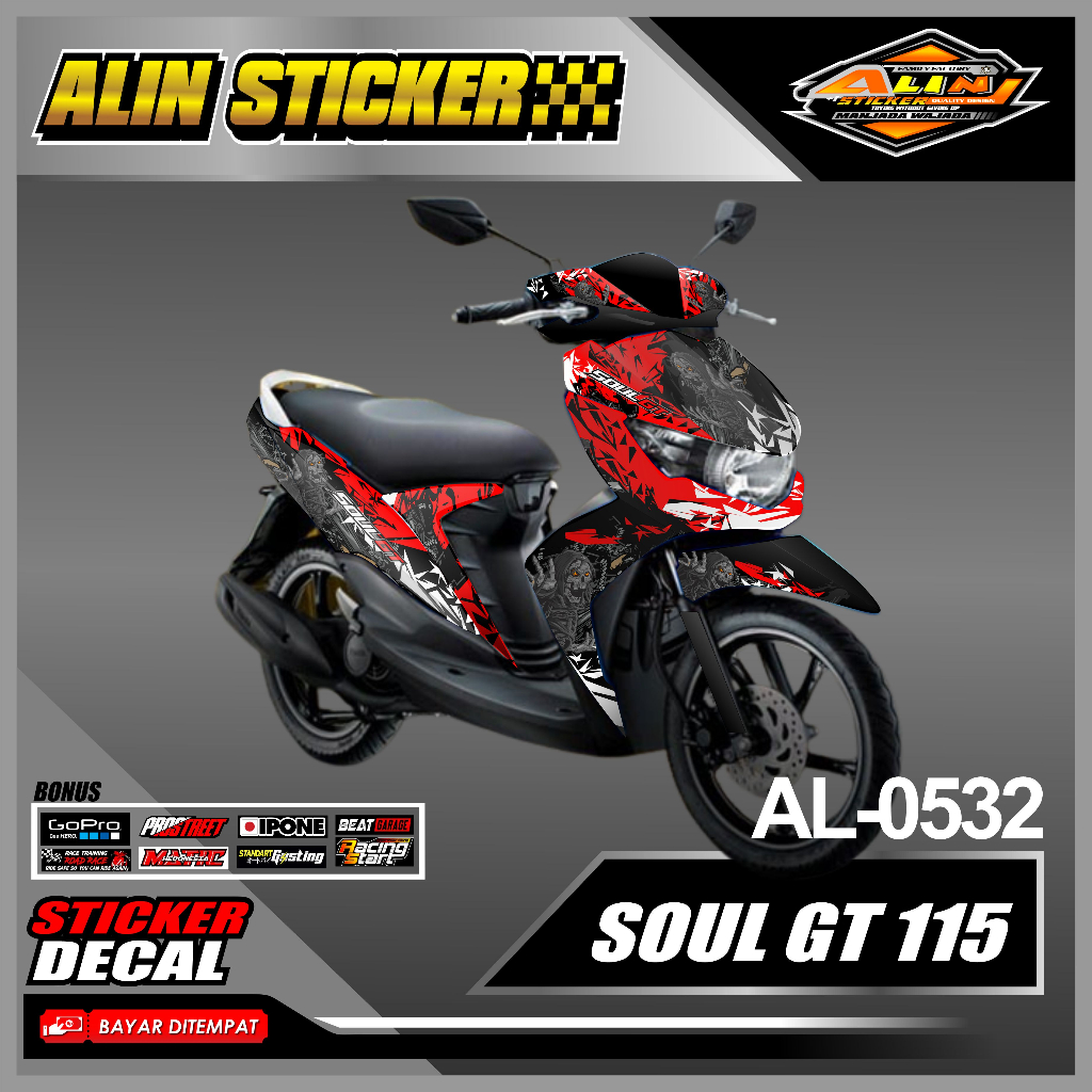 0532 DECAL STIKER VARIASI SOUL GT 115 RACING TENGKORAK CONCEPT DESIGN