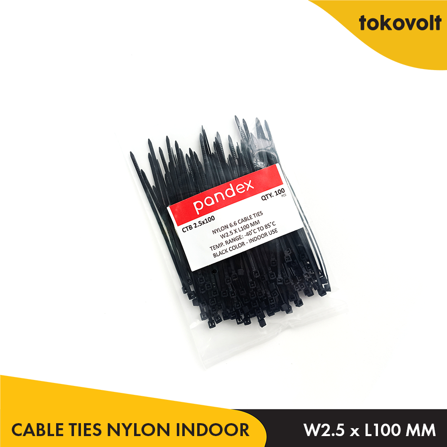 Pandex Cable Ties 2.5 x 100 mm / Kabel Ties Nylon Hitam