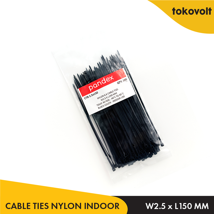 Pandex Cable Ties 2.5 x 150 mm / Kabel Ties Nylon Hitam
