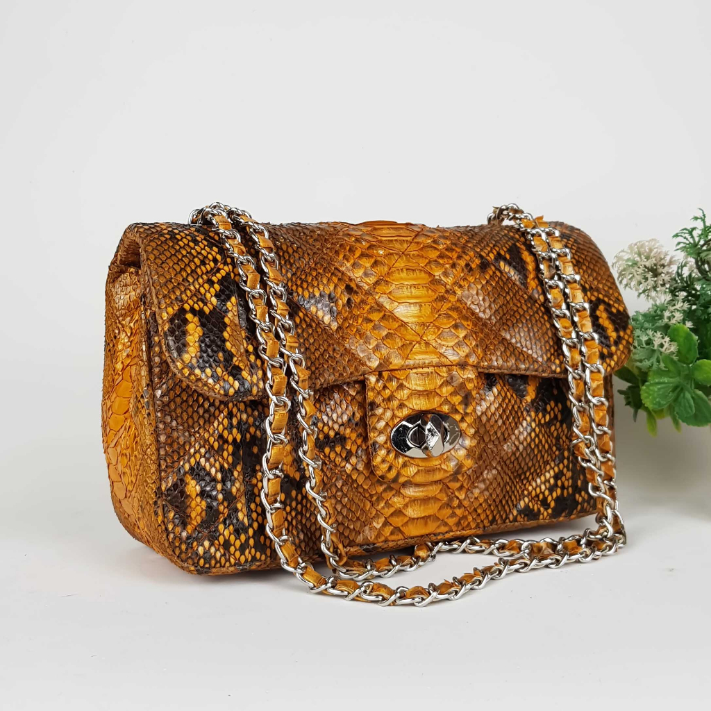 Tas Kulit Ular Asli Elina Smok Size 23 Handmade Asli Bali
