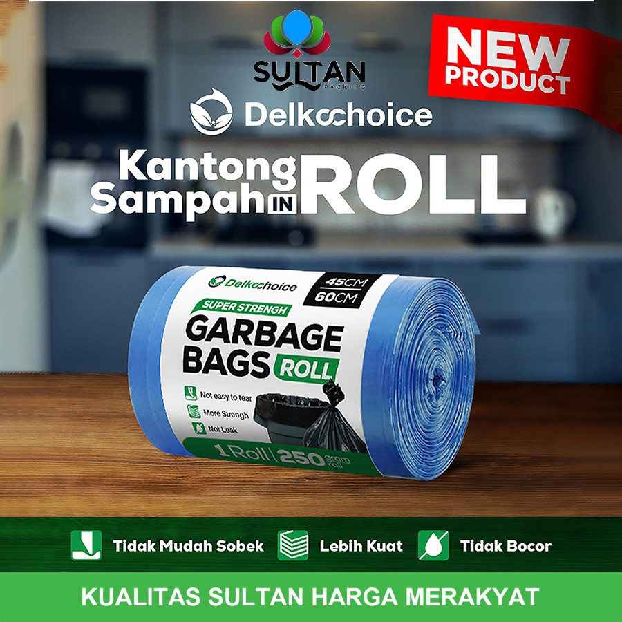 Kantong Plastik Sampah Roll Biru Trash Bag Jumbo Delkochoice 45x60cm