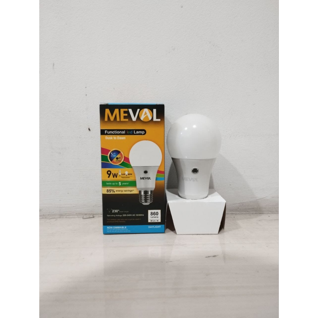 Lampu LED Sensor Cahaya Meval 9 Watt 9W Photo Sensor Putih