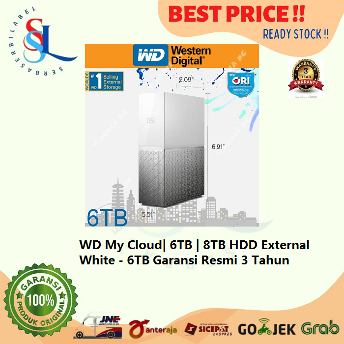WD My Cloud Home 2TB | 3TB | 4TB | 6TB | 8TB HDD External White-6TB
