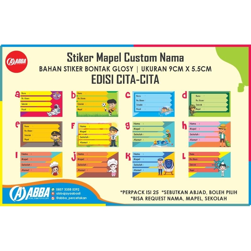 

stiker label mapel free custom nama, kelas, mapel, alamat, dan sekolah