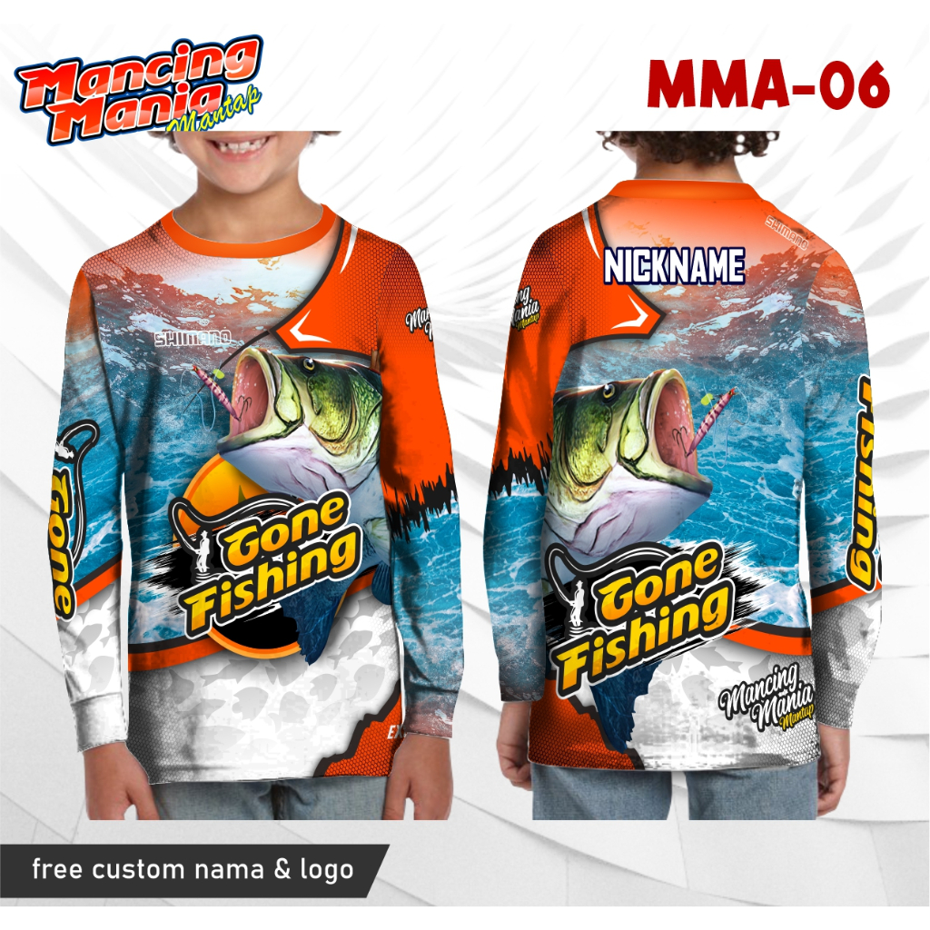 Jersey anak kaos mancing mania baju mancing gone fishing lengan panjang MMA 06