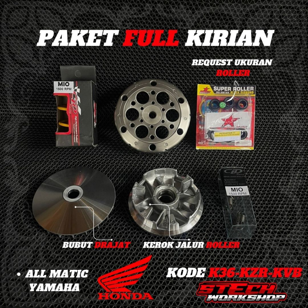 PAKET UPGRADE CVT MIO SMILE MIO SPORTY PAKET FULL PULLEY SET MANGKOK GANDA ROLLER YAMAHA