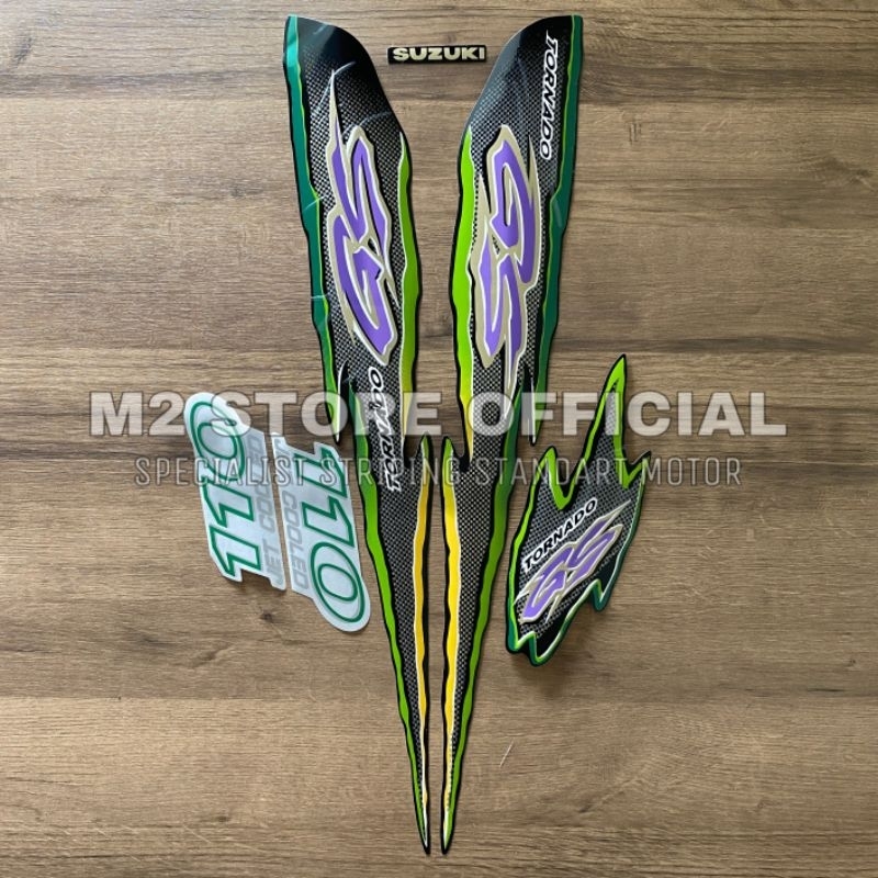 Striping stripping Suzuki tornado gs 1996 1997 1998 hitam hijau sticker stiker polet lis body TORNAD