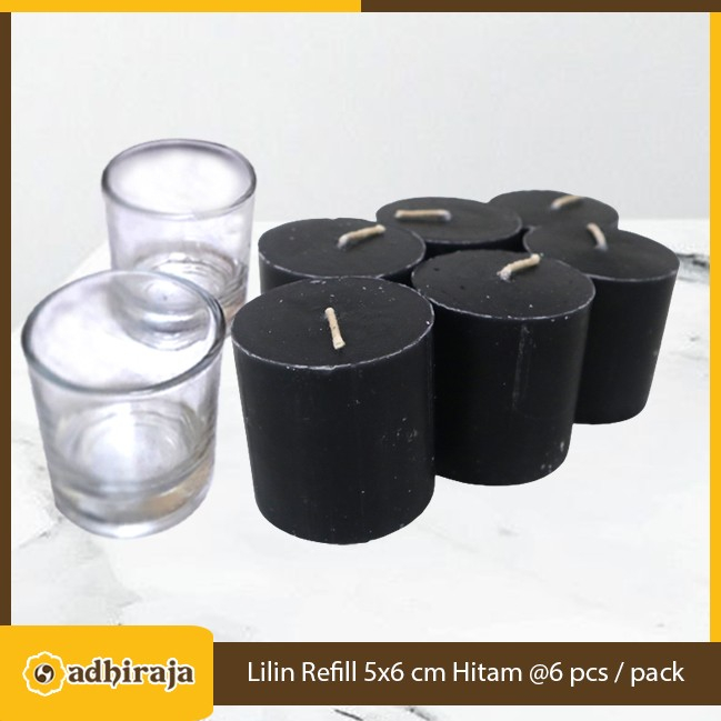 Lilin Refil Hitam Gelas Candle Stearin Wax Isi Ulang 5x6 cm @ 6 pcs