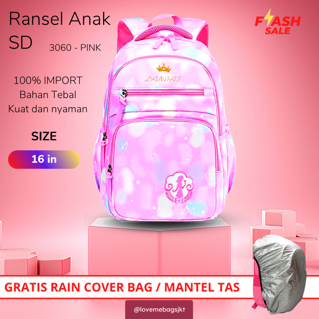 LMB Tas Anak Sekolah Perempuan SD SMP Remaja Import Bahan Nilon Premium Tebal Kuat