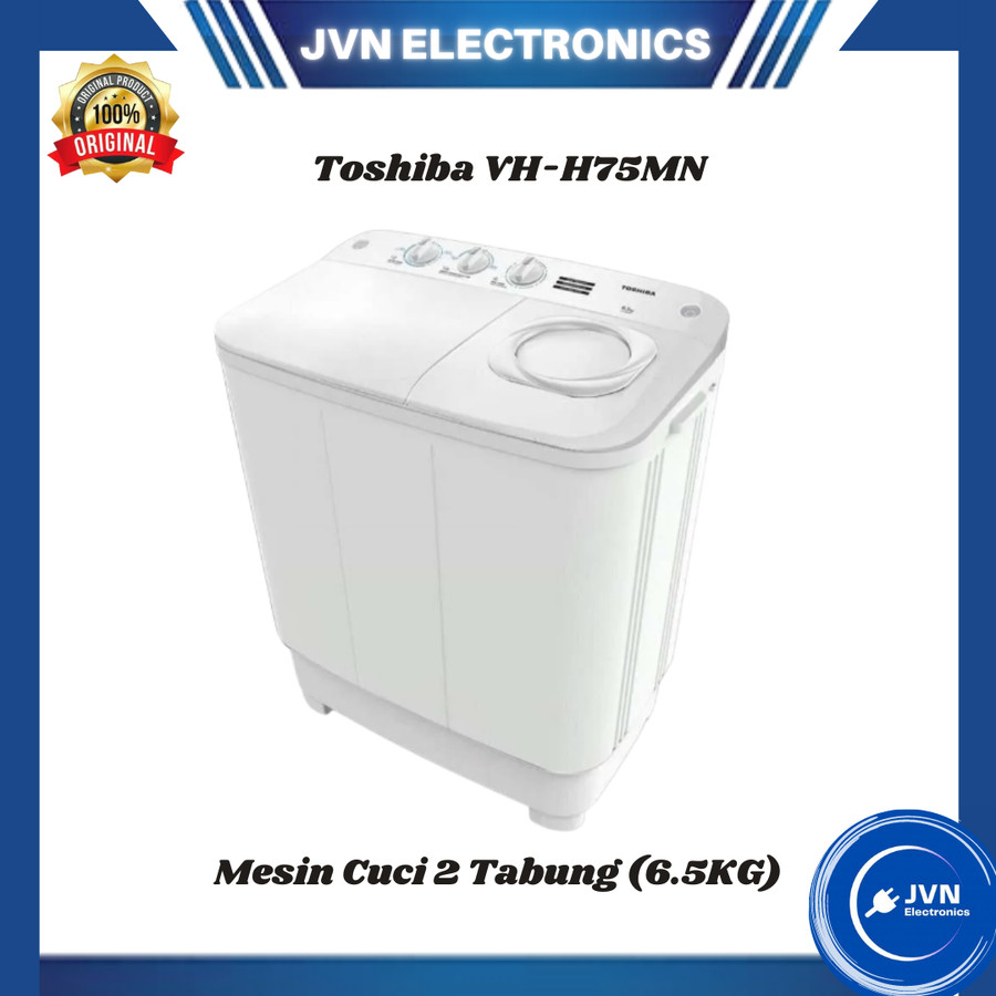 Mesin Cuci 2 Tabung Toshiba VH-H75MN (WW) 6.5KG