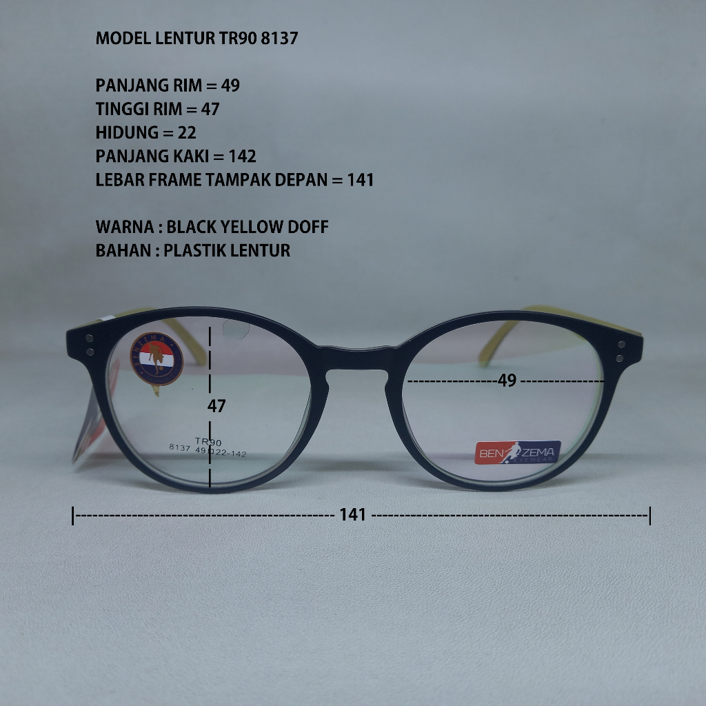 FRAME KACAMATA 8137 PLASTIK LENTUR TR90 CEWEK COWOK