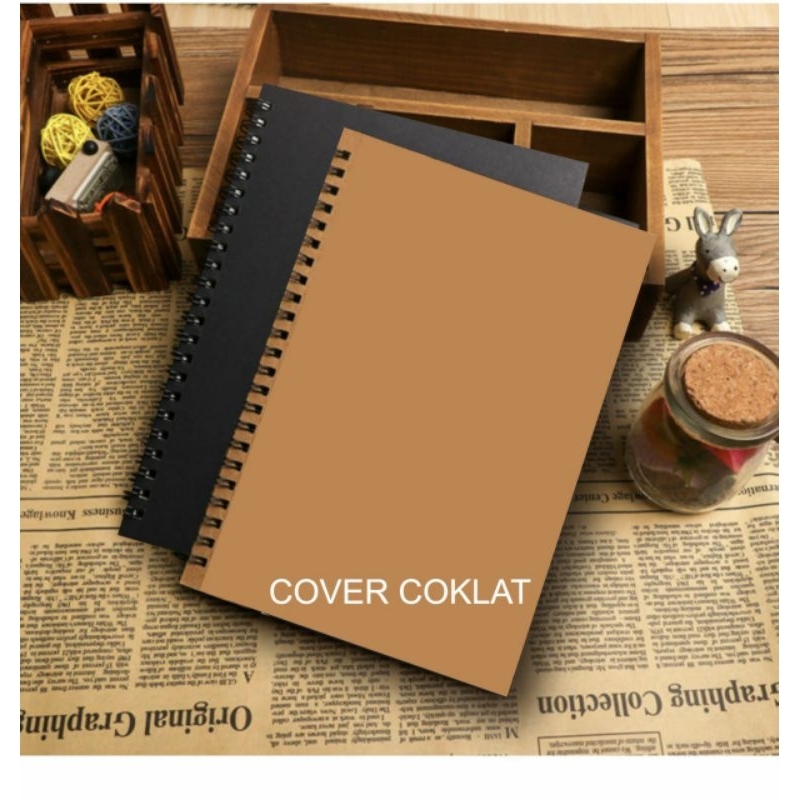 

NOTEBOOK CUSTOM B5 COVER HITAM COKLAT MINIMAL ORDER 50 PCS