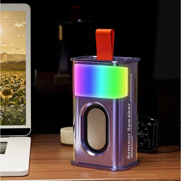 Speaker Bluetooth Transparan K08 Portable Wireless Speaker Mini RGB LED