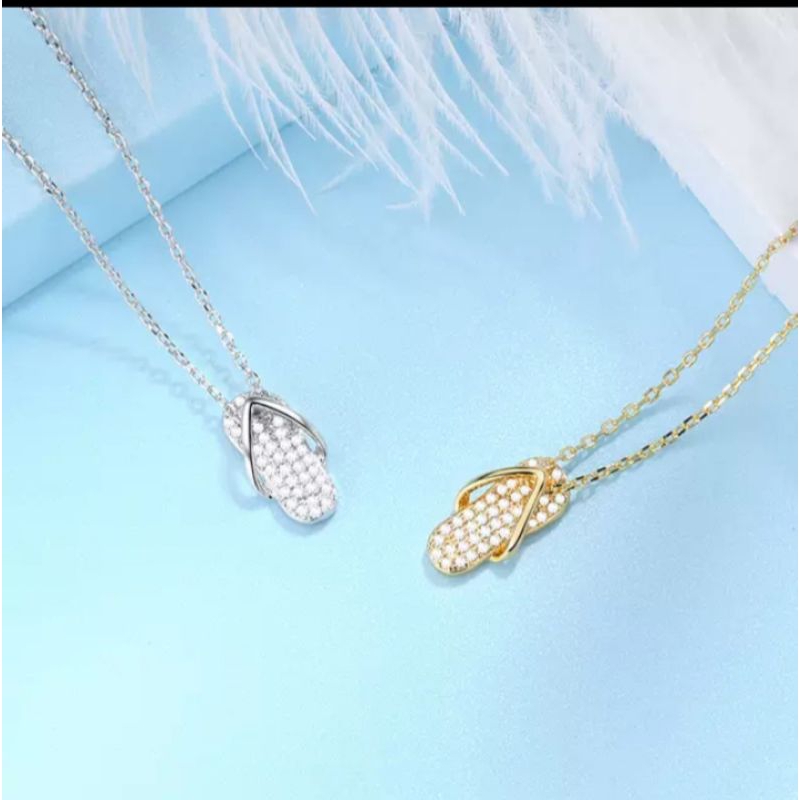 kalung titanium wanita liontin sendal kecil kalung Anti Karat