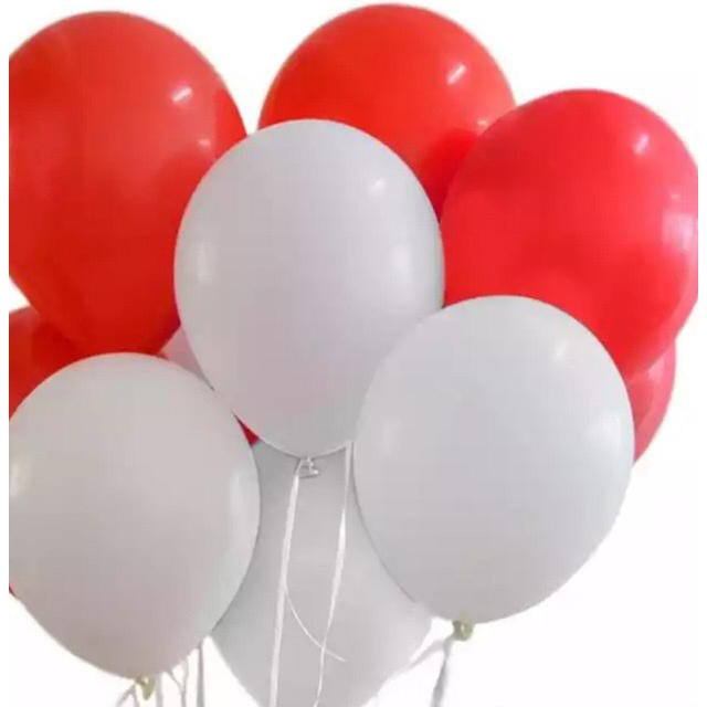 Balon DOFF Merah Putih / Balon Latex Merah Putih ECERAN