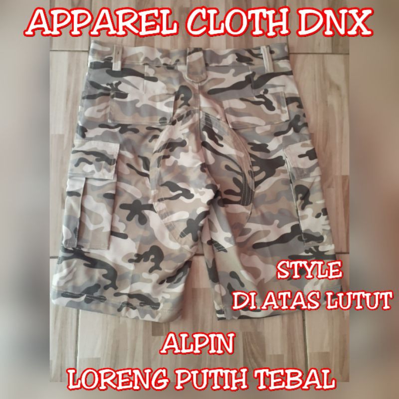 CELANA ALPIN LORENG PUTIH PENDEK, CELANA ALPINA ALPINE PUNK SAKU KEMPOL GEMBOL, CELANA CARGO KARGO G