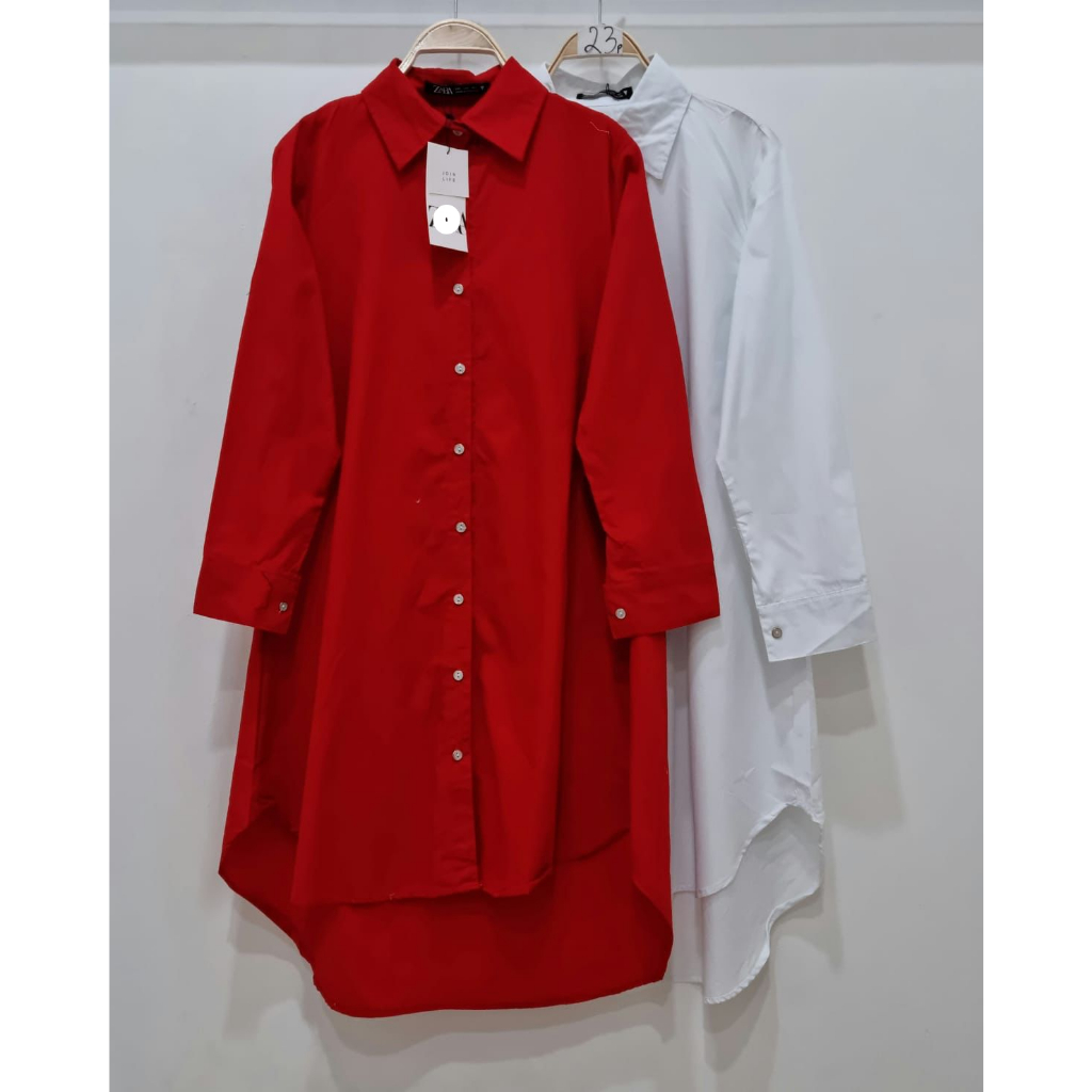 Tunik Merah Putih Gamis Dress Panjang Merah Putih