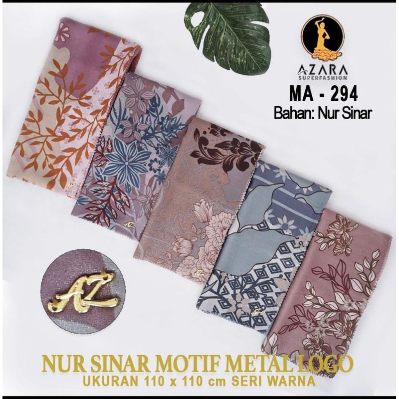 Jilbab Motif kerudung Segi Empat Motif Metalik Logo Label Besi