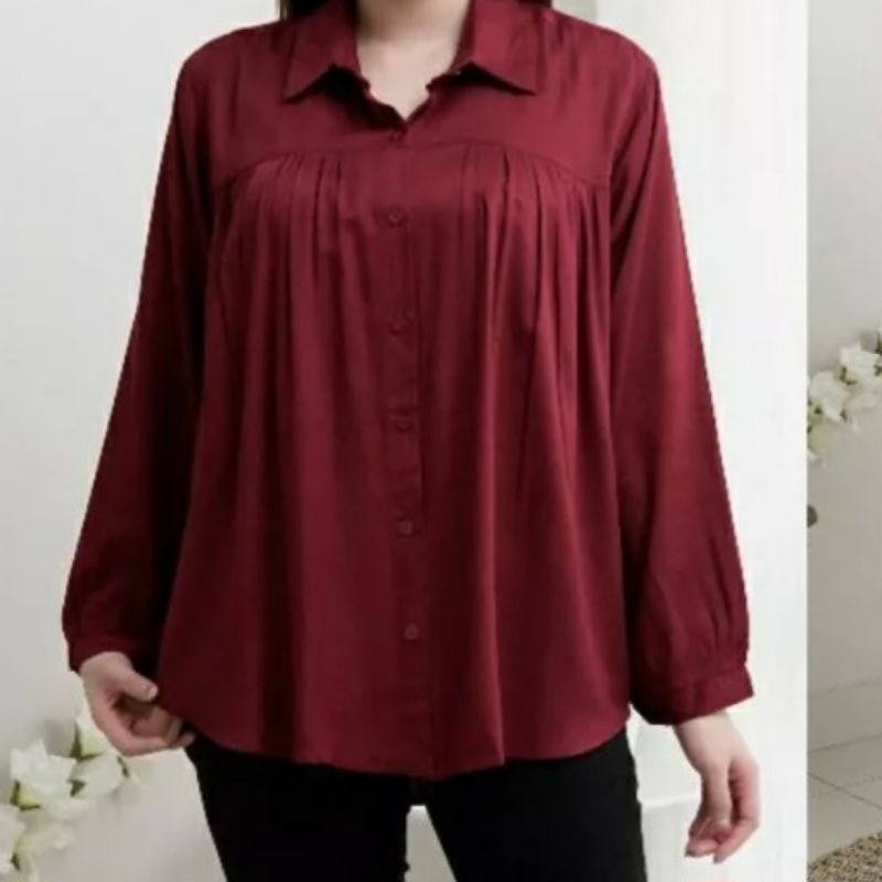 Kemeja katun dada kerut / Kemeja kerut