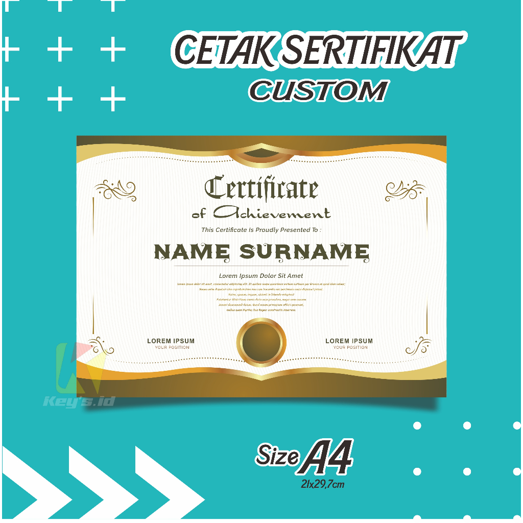 CETAK SERTIFIKAT PIAGAM CUSTOM, PIAGAM PENGHARGAAN MURAH