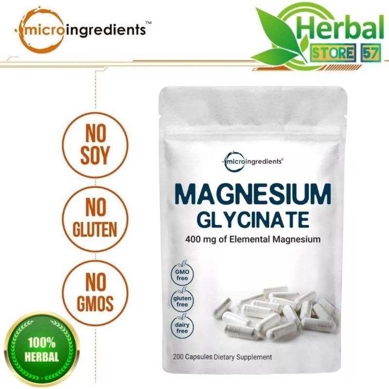 Magnesium Glycinate Microingredients Asli Usa Isi 200 Kapsul Magnesium Glycinate