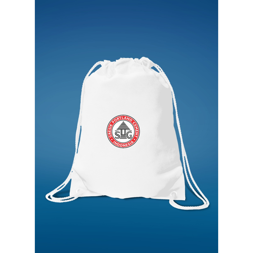 Souvenir Tas Serut Custom Printing Logo SEMEN GRESIK / Tas Custom Bingkisan Event Ultah / Goodie Bag