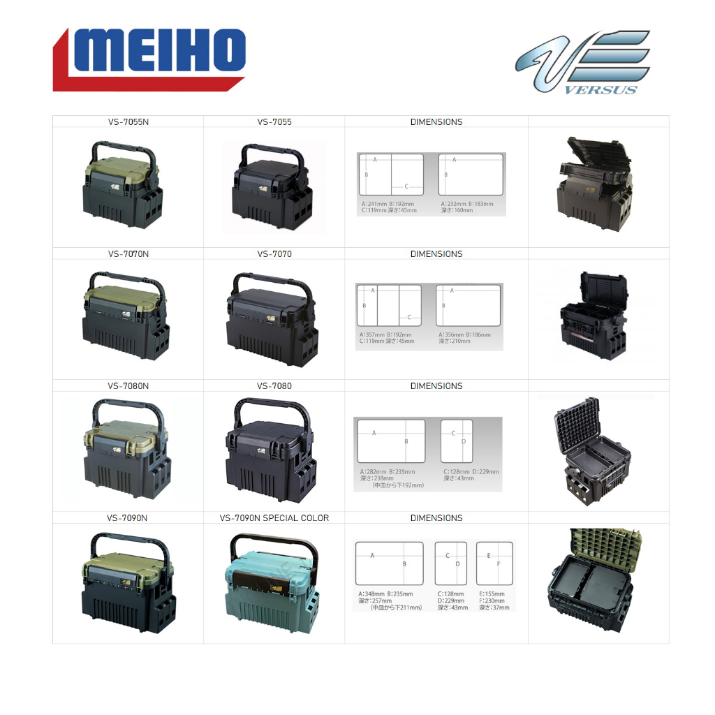 Meiho Versus Run Gun System VS 7055 7055N 7070 7070N 7080 7080N 7090N Tackle Box Kotak Pancing