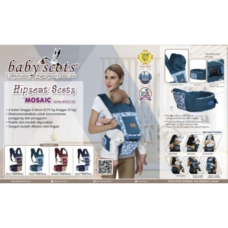 Baby Scots Gendongan Bayi Hipseat Scots Mosaic Series BSG6102