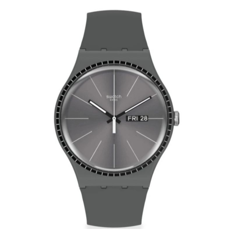 SWATCH SUOM709 Grey Rails Jam Tangan Analog Pria Original