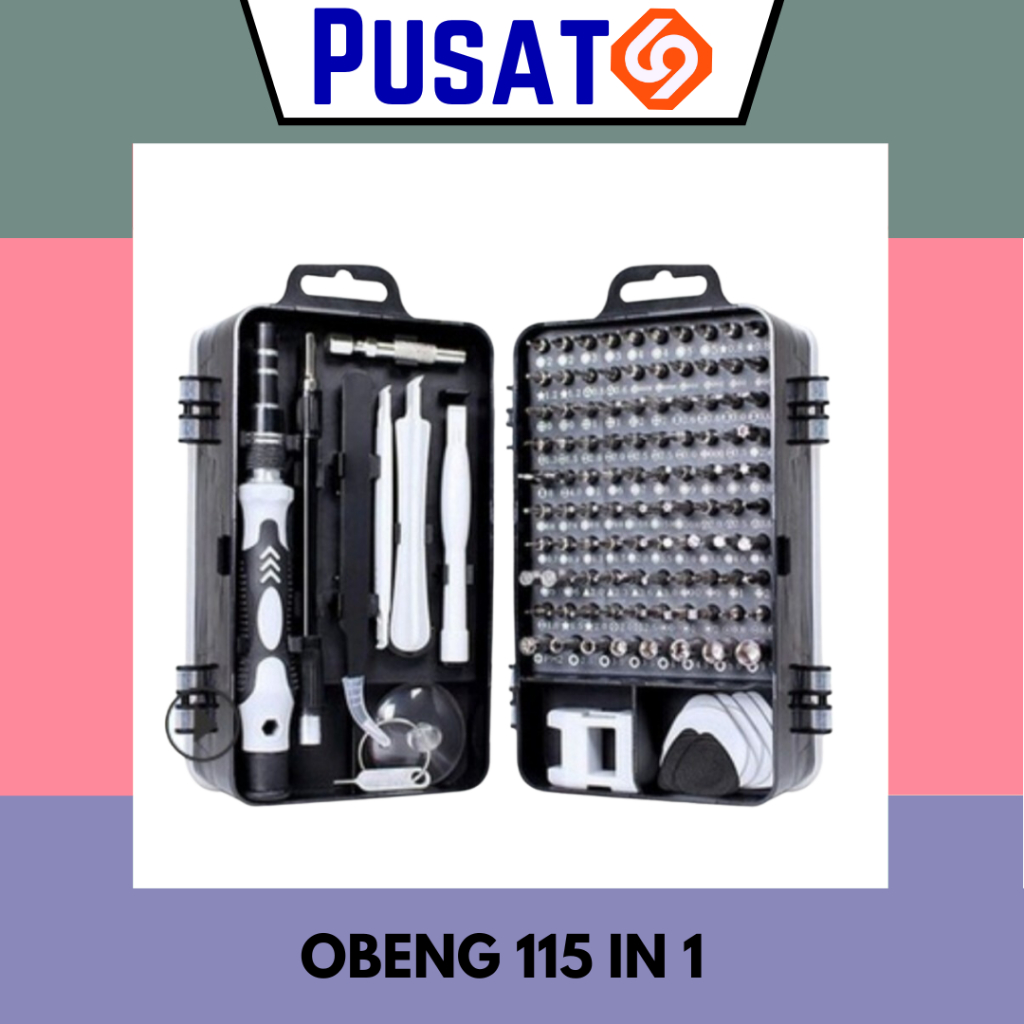 Obeng HP Full Set 115 in 1 Multifungsi/ Obeng 115 in 1 HP Full Set Obeng Service Komputer Laptop/ Obeng Set Komplit Serbaguna Mini Toolkit Set/ Screwdriver Set Reparasi Smartphone Laptop Handphone Android Jam Watch/ Alat Bongkar Mini Precision Reparasi HP