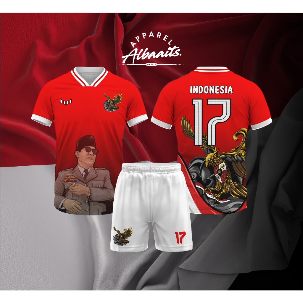 Jersey Futsal & Jersey Sepakbola ALBAAITS Merah Putih Soekarno