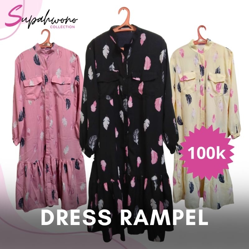 DRESS TUNIK MOTIF RAMPEL CRINKLE