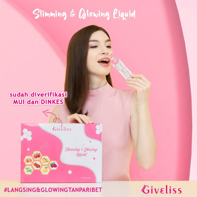 Giveliss Slimming & Glowing Liquid Minuman Perawatan Kecantikan Kulit dan Badan Menurunkan BB dan Le