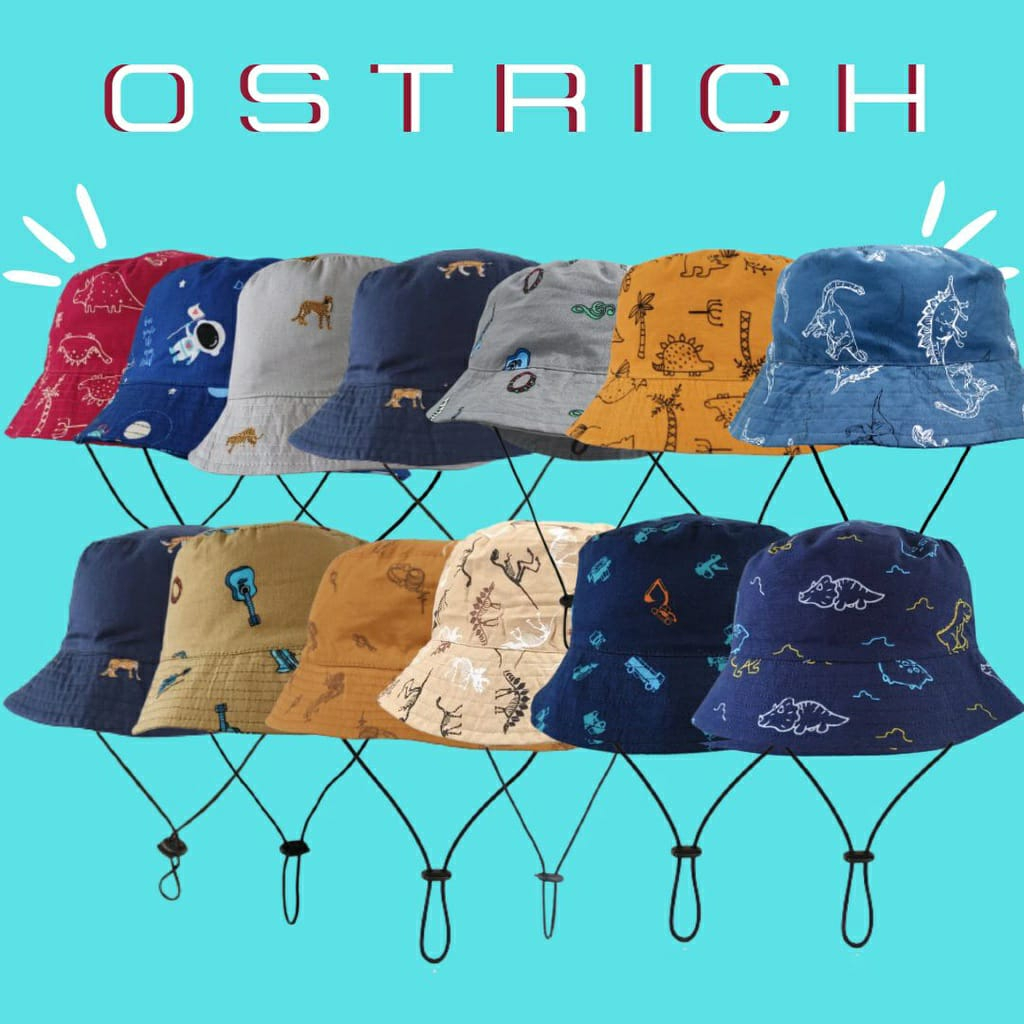 Topi Bucket Hat Anak Laki Laki Perempuan Motif Polos Bordir Topi Pantai Anak Usia 1-7 Tahun