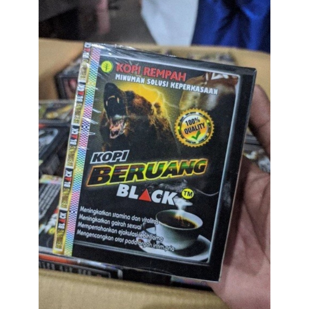 

KOPI REMPAH MINUMAN SOLUSI KEPERKASAAN Kopi (Beruang) Black Hitam Original 1 box isi 10 sachet Kopi Herbal Aman Dikonsumsi / kopi beruang black original Obat Kuat Obat Tahan Lama