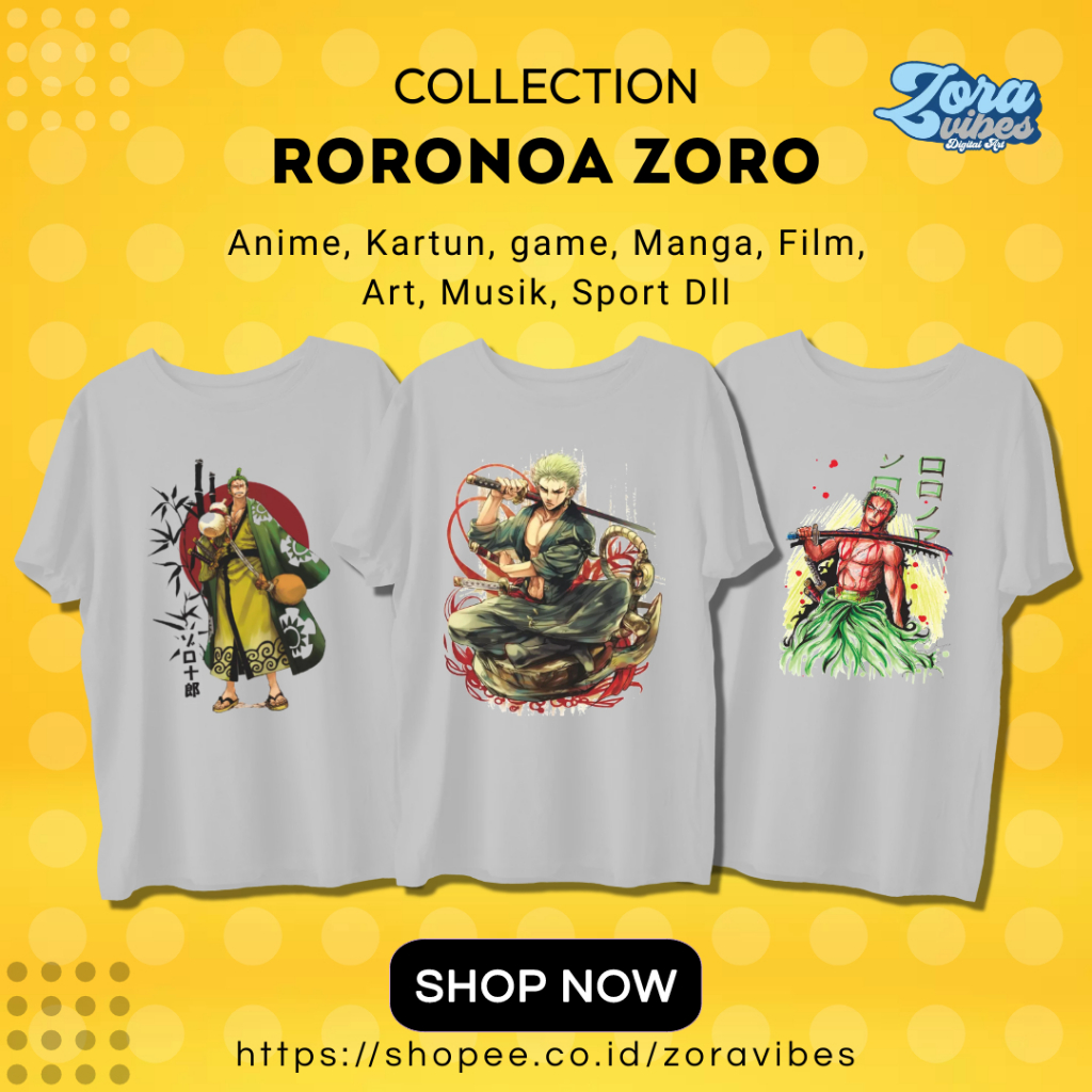 KAOS ONE PIECE RORONOA ZORO KAOS ANIME ONE PIECE ZORO NEW BAJU